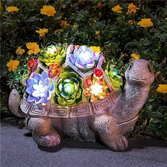 Solar Garden Statues Turtle Figurine Lights for Outside,Yard Decorations Outdoor - Picture 5 of 7